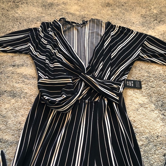 Black and White Front Twist Jumpsuit - Picture 3 of 4